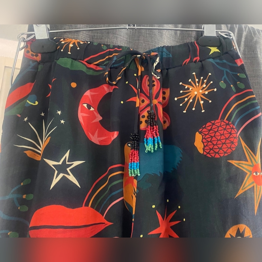 Farm Rio star silk Pants, Size s - Picture 8 of 8